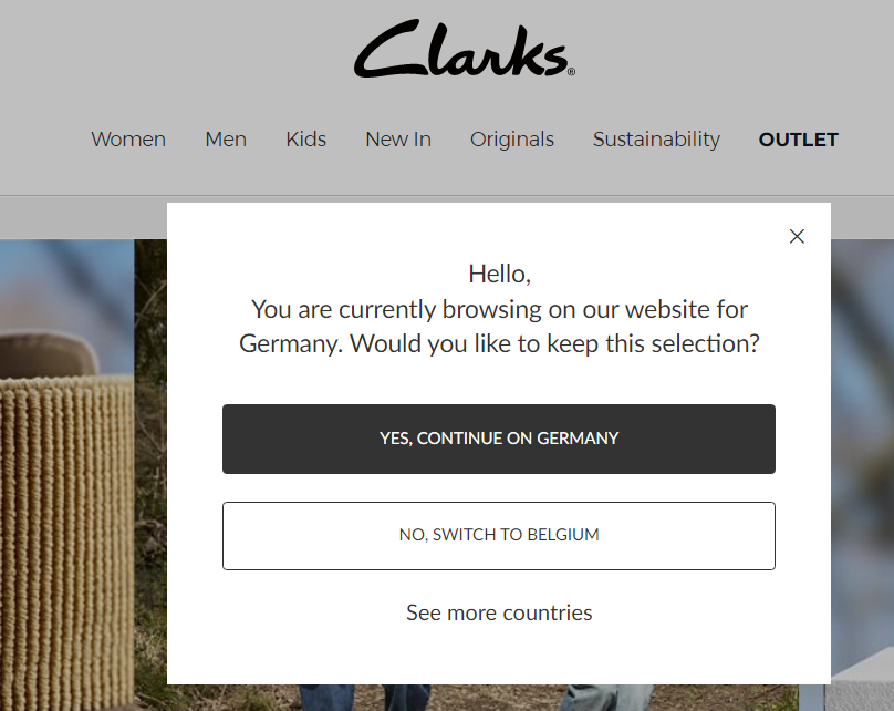 Clarks Geo-redirect
