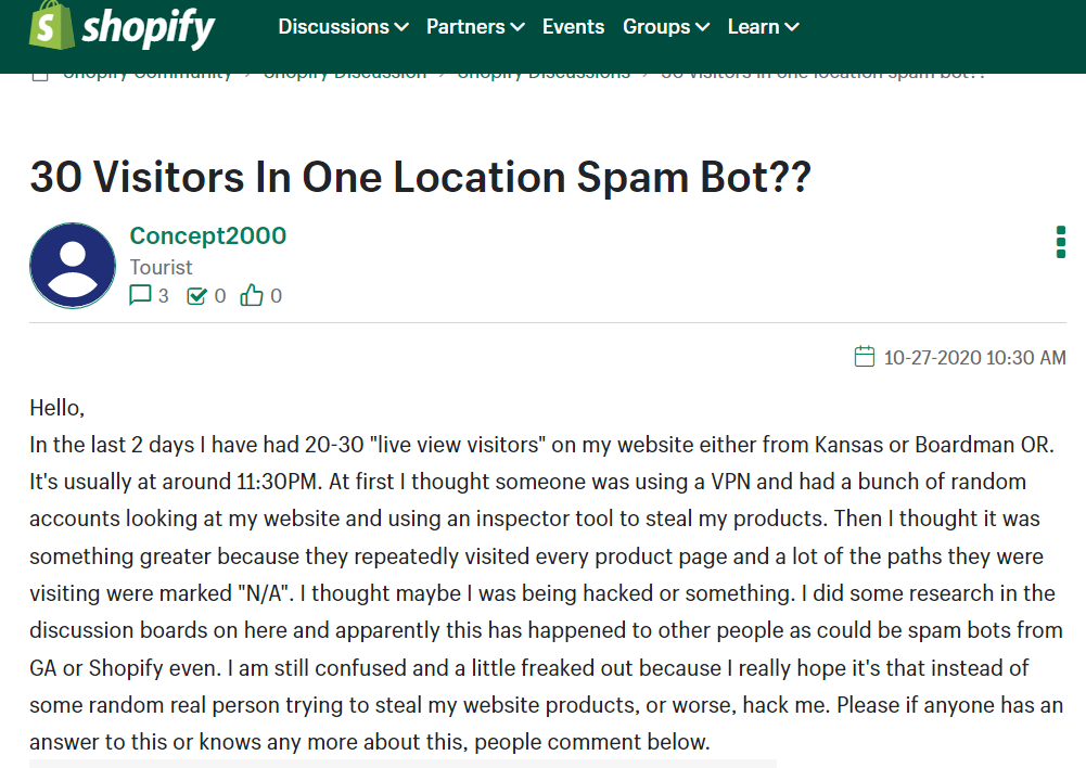 spam shopify community