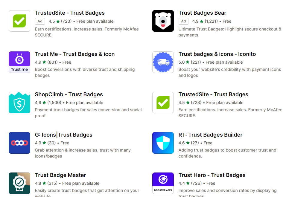 using trust badges for Shopify stores for building trust